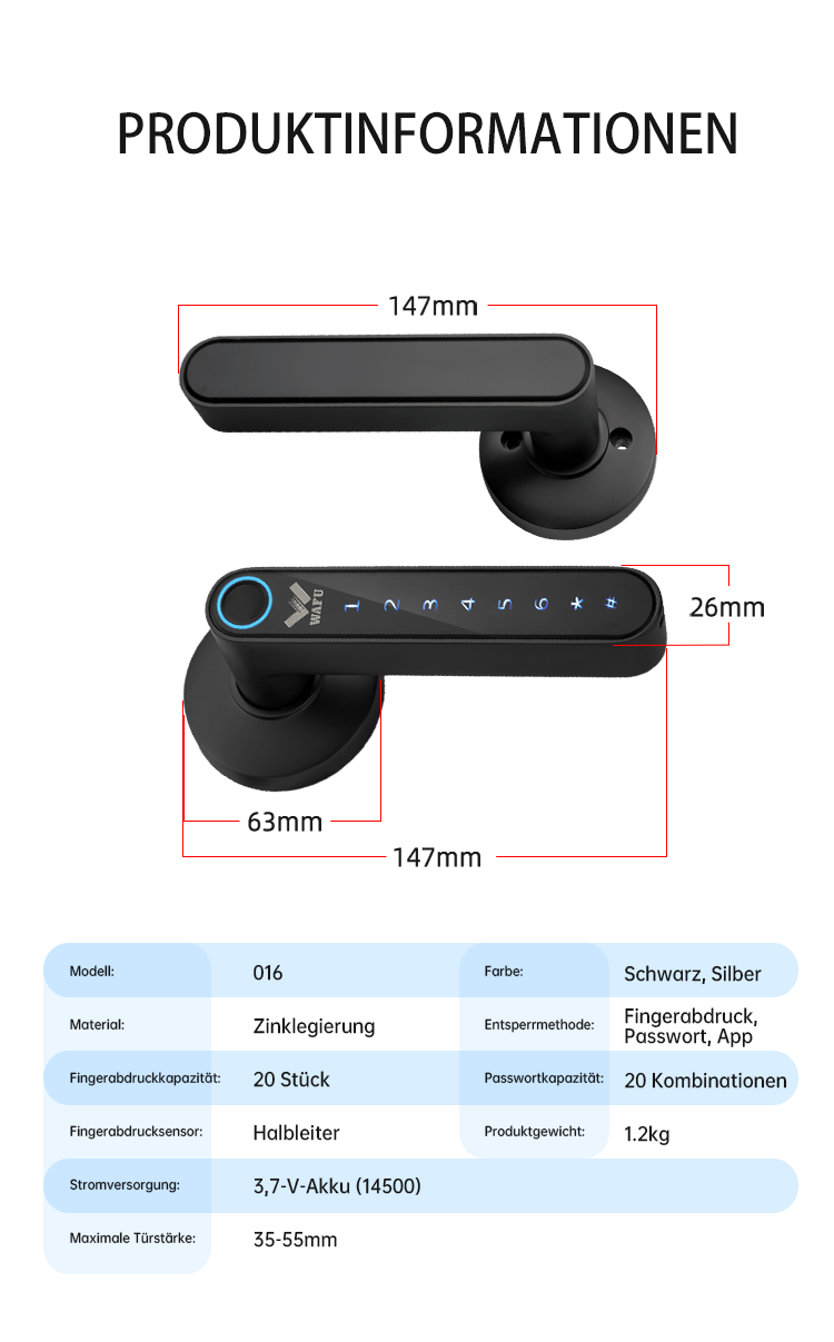 WF‑016 Installationsmaße & Parameter