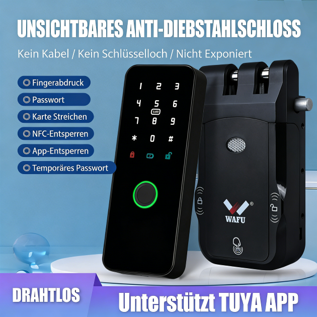 WF‑026 verstecktes kabelloses Schloss – sechs Entriegelungsmethoden