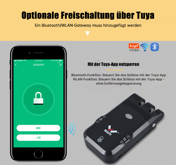 WF‑026 optional Tuya App Bluetooth/Wi‑Fi Fernentriegelung