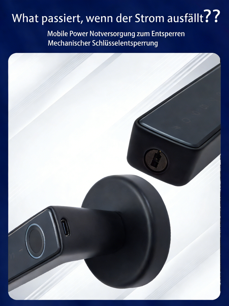 WF‑F6 mechanischer Schlüssel + Type‑C Notstrom