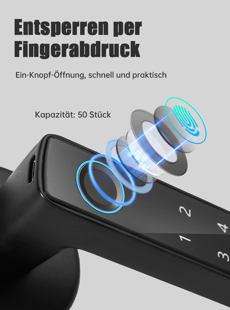 WF‑F8 50 Fingerabdrücke – 0,5 s Entriegelung