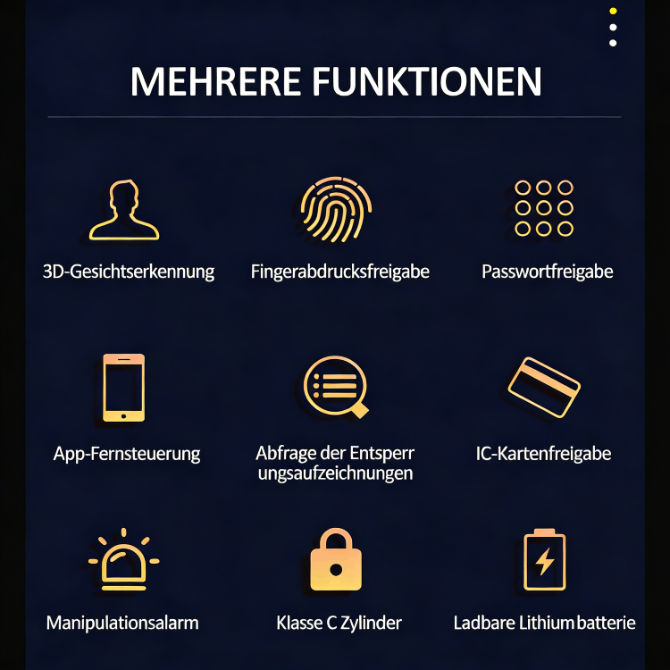 WF‑MY4 3D Gesicht/Fingerabdruck/Passwort/App/Karte/Alarm/C‑Zylinder/Lithiumakku