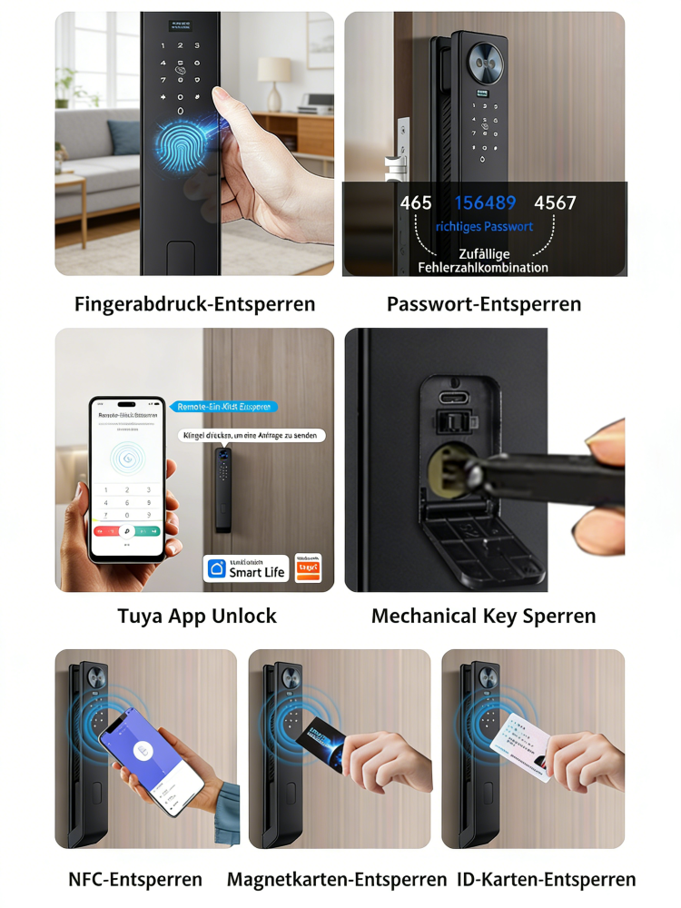 WF‑MY6 neun Entriegelungsmethoden Diagramm