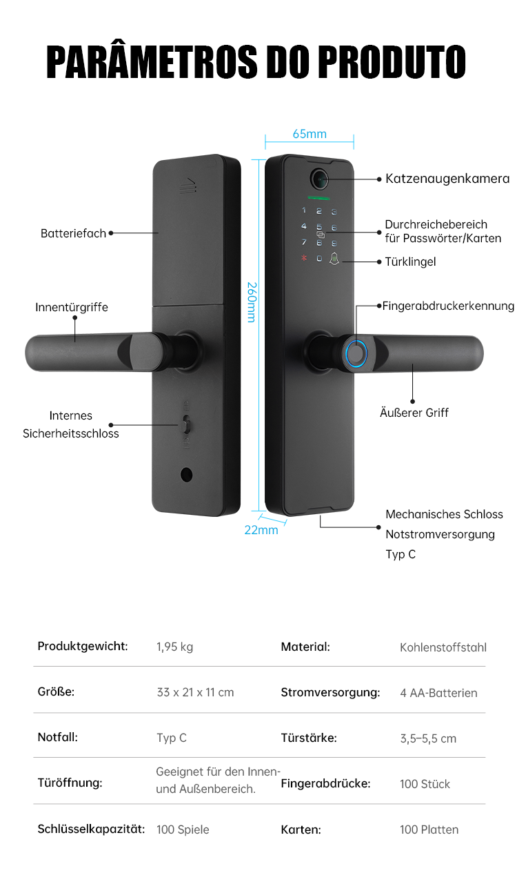 WF‑X8 Produktparameter