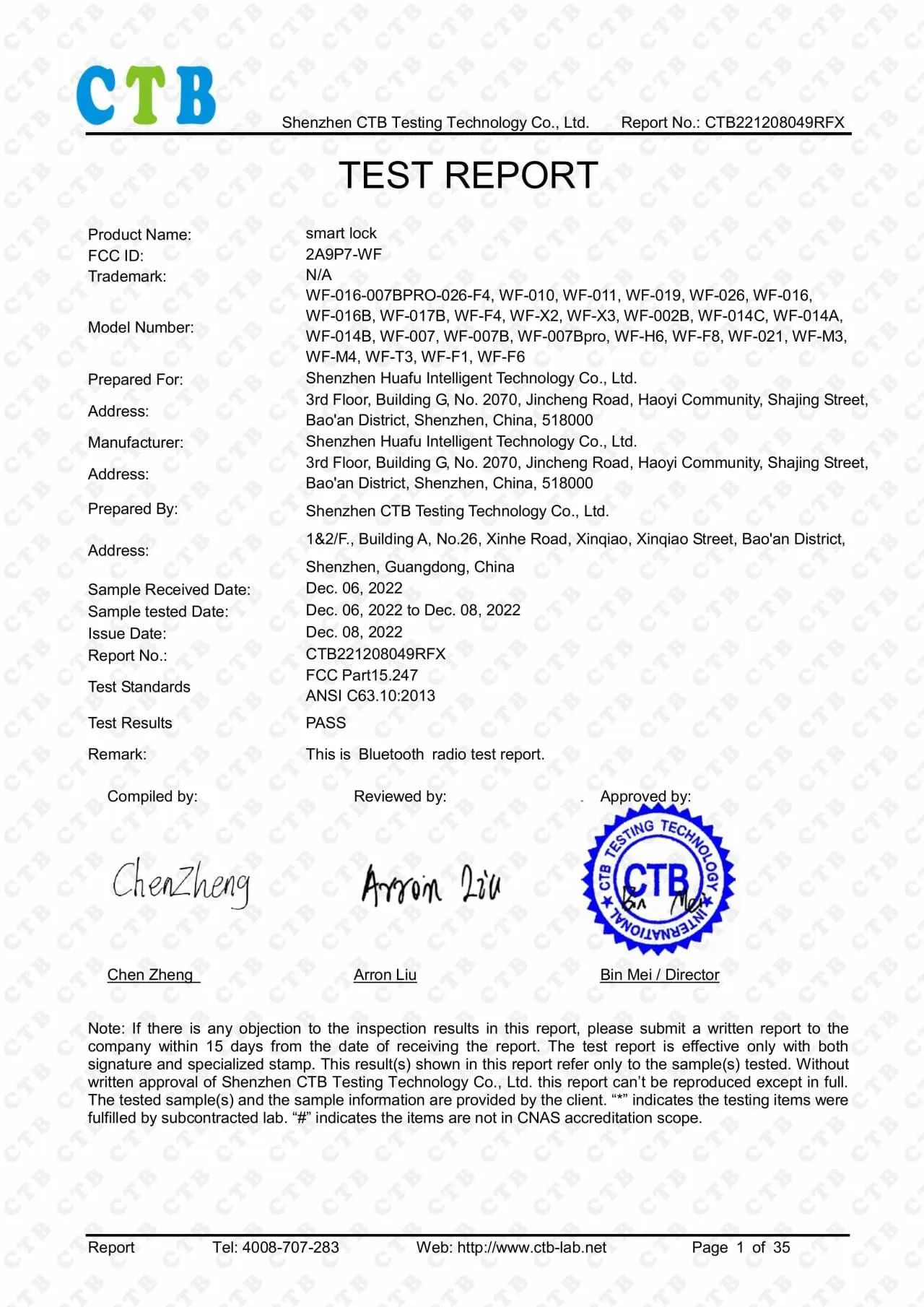 FCC Part 15 Zertifikat