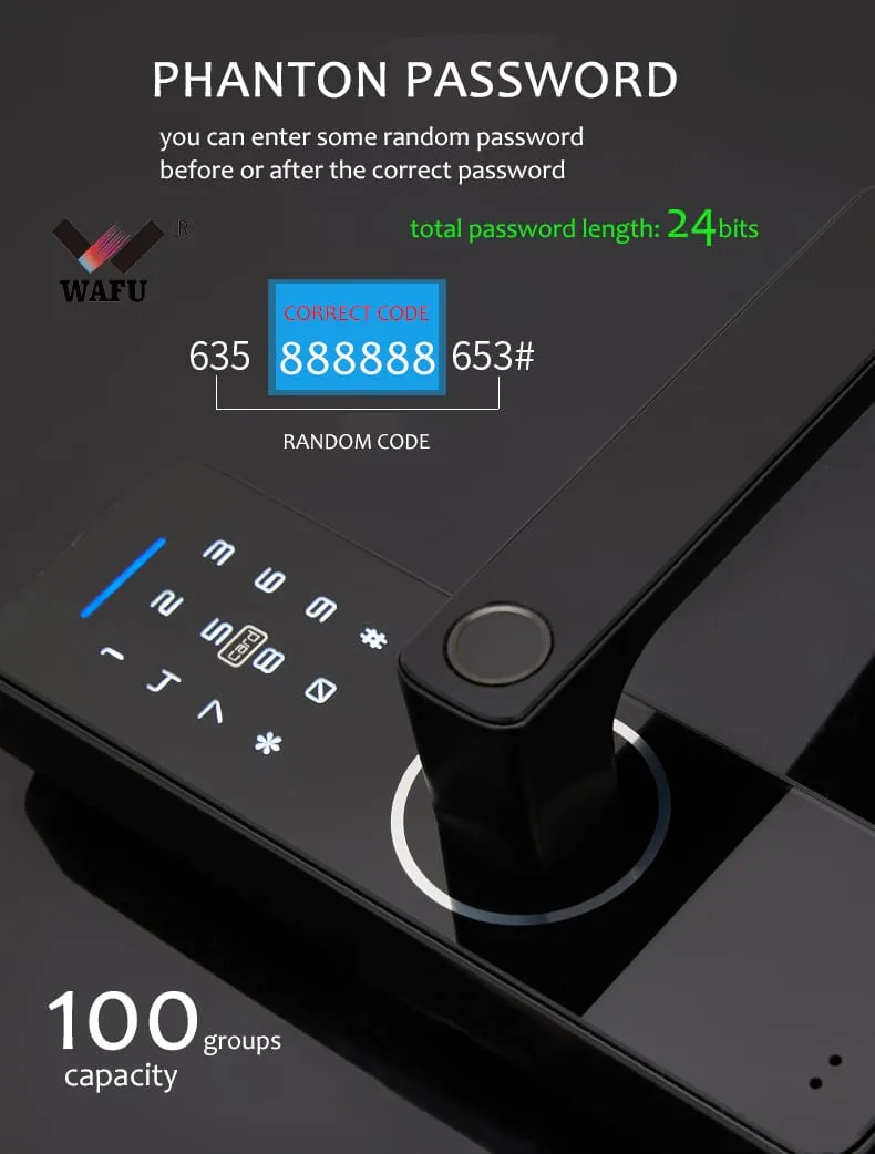 WAFU WF-F1 5-in-1 Smart Handle Lock — smart handle lock, fingerprint password lock | detail image 5