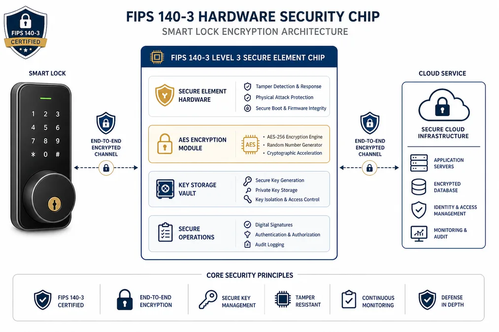 FIPS 140-2 Sicherheitsarchitektur: Hardware-Sicherheitsmodul und Ende-zu-Ende-Verschlüsselung