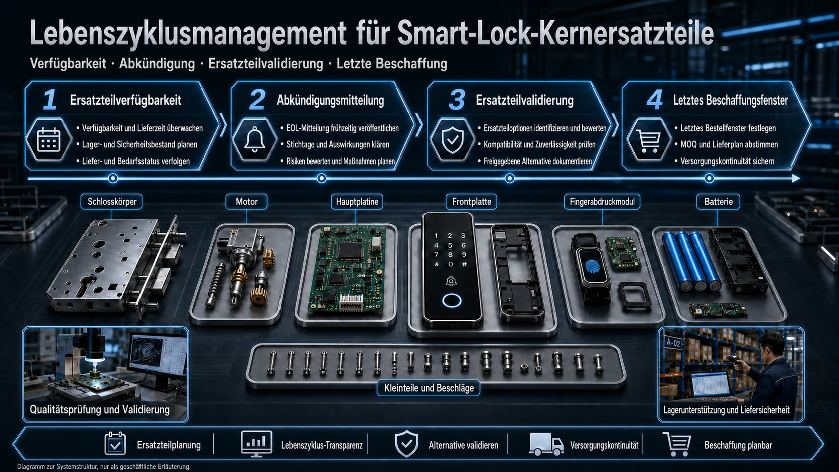 Lebenszyklusmanagement für Smart-Lock-Kernersatzteile